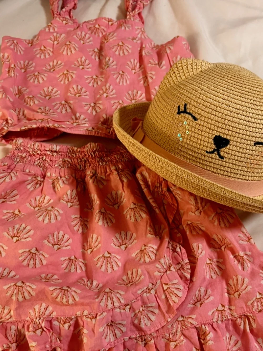 Matching Seashell skirt and tank top with hat